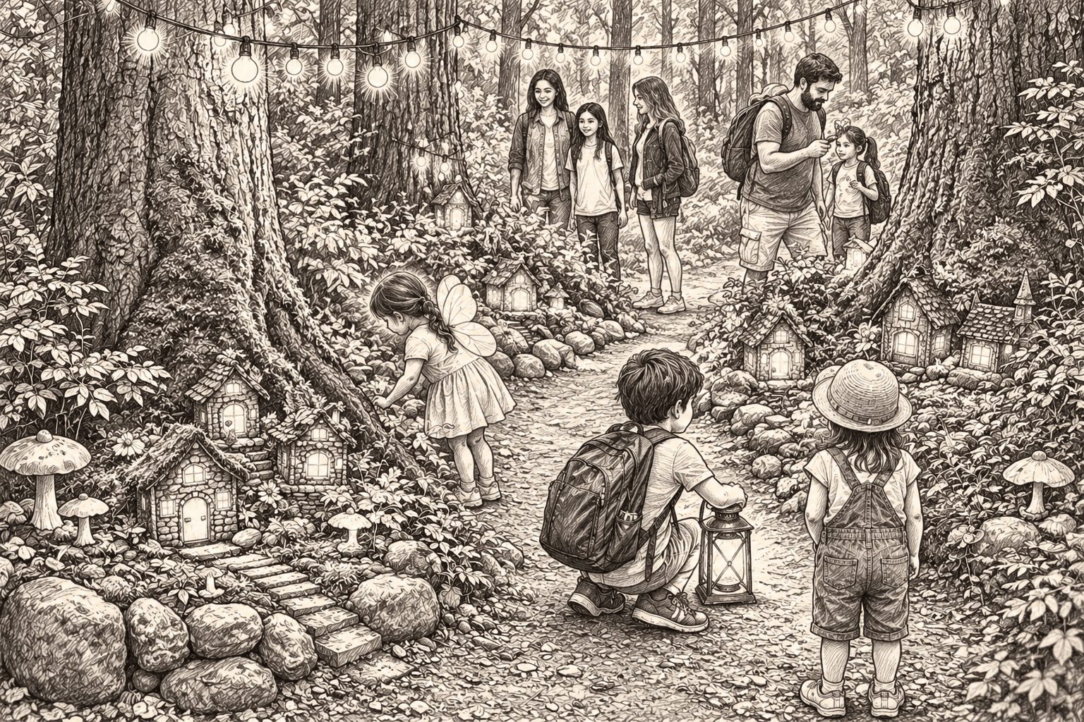 Forest path and cabin