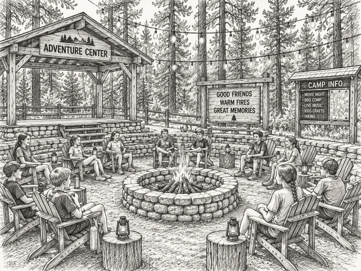 Survivor Site camping with fire pit and picnic table